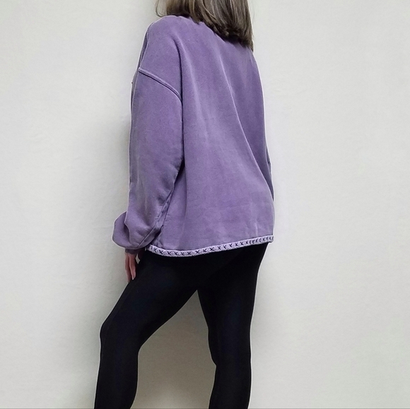 VINTAGE The Red Hat Ladies OOAK Handmade Stone Wash Purple Embroidery Sweatshirt - Picture 3 of 12